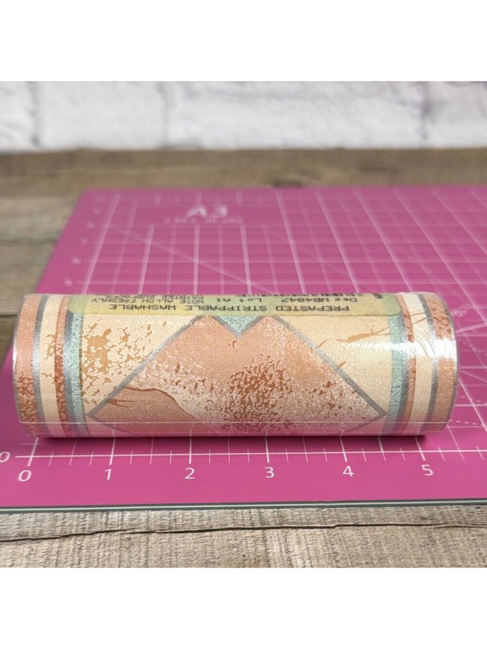 VTG Southwestern Geometric Diamond Wallpaper Border Peach Teal Art Deco 16.2 Yds - Picture 13 of 15